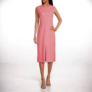 🌻NEW w/tag Ted Baker Maryn Pink Tailored Midi Dress w/ Front Split $295 Retail